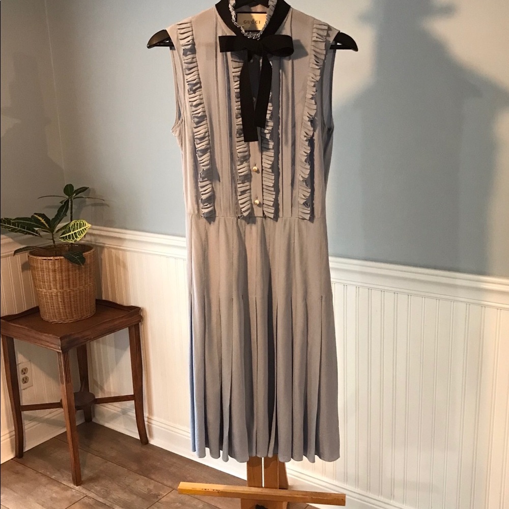 Gucci baby blue silk pleated dress